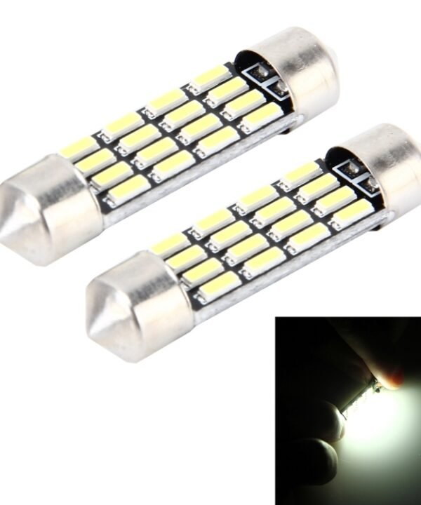 2 PCS 2W 100 LM 6000K 36MM Bicuspid Port Car Dome Lamp LED Reading Light with 16 SMD-4014 LED Lamps, DC 12V, 36MM