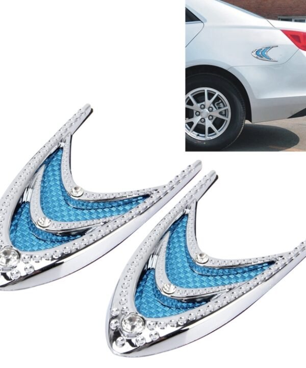 2 PCS Car Plastic Decorative Sticker, Size: 10.0 x 5.0cm(Silver + Blue)