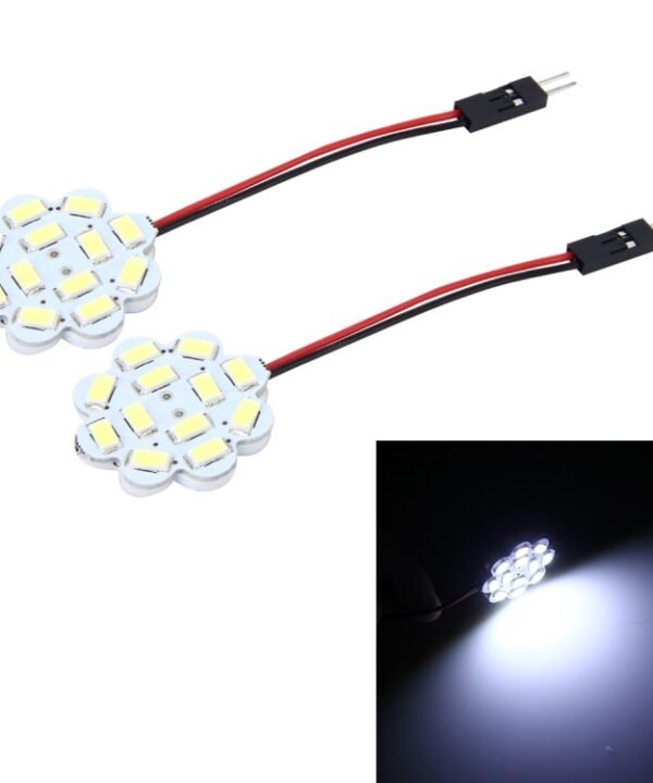 2 PCS 3W 200 LM 6000K Flower Shape Car Auto Interior Doom Reading Light with 12 SMD-5630 LED Lamps Bicuspid and T10 Adapter Cable, DC 12V, Flower Shape Reading Light