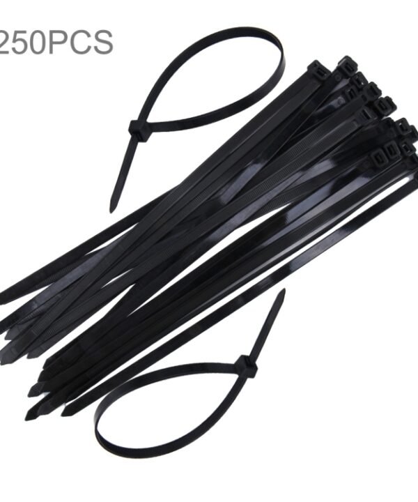 250 PCS 8mm*300mm Nylon Cable Ties, 8mm*300mm Black, 8mm*300mm White