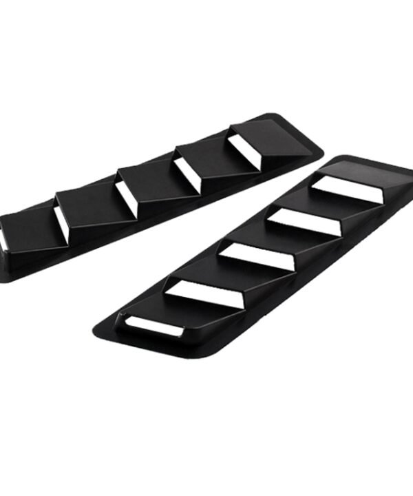 2 PCS Universal Car Air Intake Scoop Bonnet Hood Vent Louver Cooling Panel Trim Set, Black