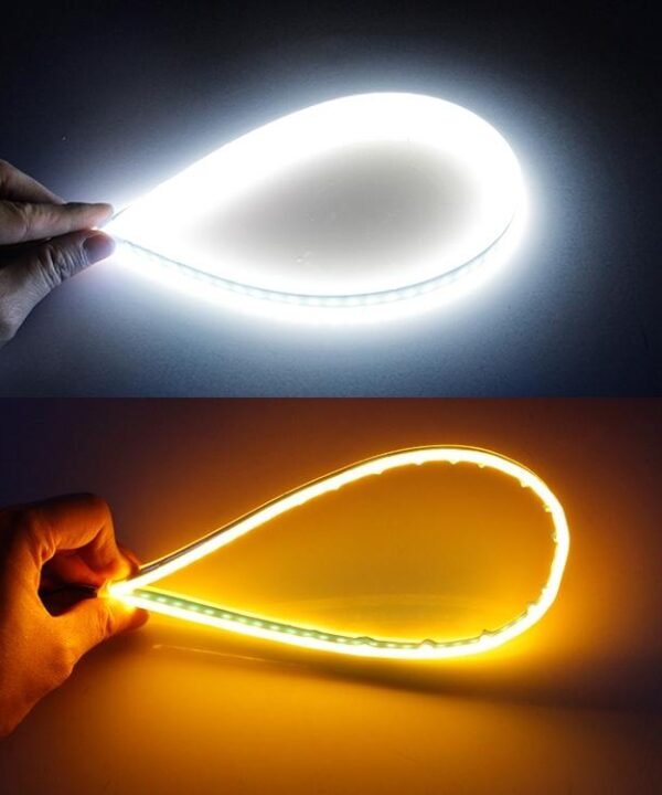 2 PCS 30cm DC12V 4.2W Ultra-thin Car Auto Double Colors Turn Lights / Running Lights, with LED SMD-2835 Lamp Beads (Turn Lights: Yellow Light; Running Lights: White Light)