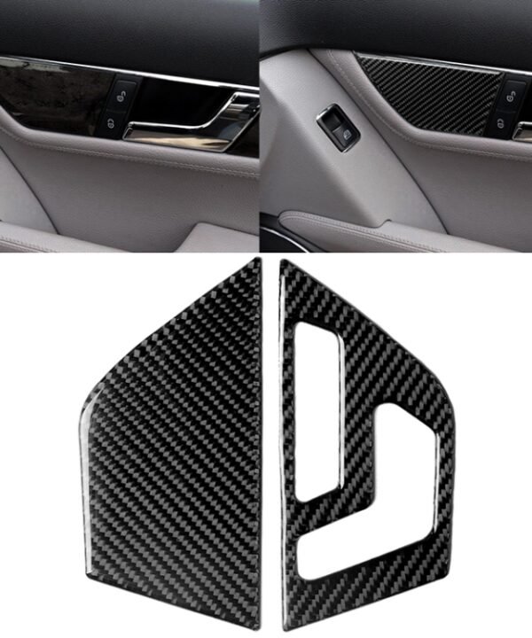 2 PCS Car Carbon Fiber Left Drive Seat Adjustment Panel Decorative Sticker for Mercedes-Benz W204 2007-2013