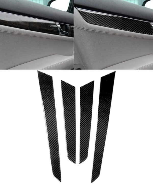 4 PCS Car Carbon Fiber Inner Door Panel Decorative Sticker for Mercedes-Benz W204 2007-2013