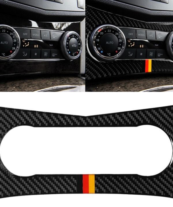 Car German Flag Carbon Fiber Air Conditioning Panel Decorative Sticker for Mercedes-Benz W204 C Class 2007-2010