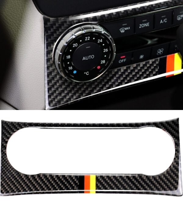 Car German Flag Carbon Fiber Air Conditioning Knob Control Panel Decorative Sticker for Mercedes-Benz W204 C Class 2011-2013
