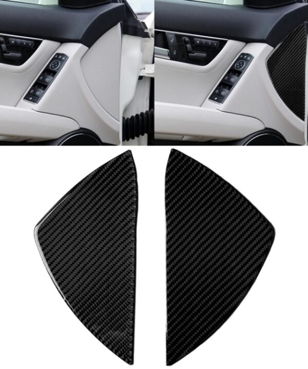 Car Carbon Fiber Front Door Slot Panel Decorative Sticker for Mercedes-Benz W204 C Class 2007-2013