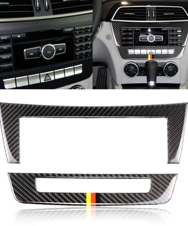 Car German Flag Carbon Fiber Central Control CD Panel Decorative Sticker for Mercedes-Benz W204 2011-2013 7-buttons