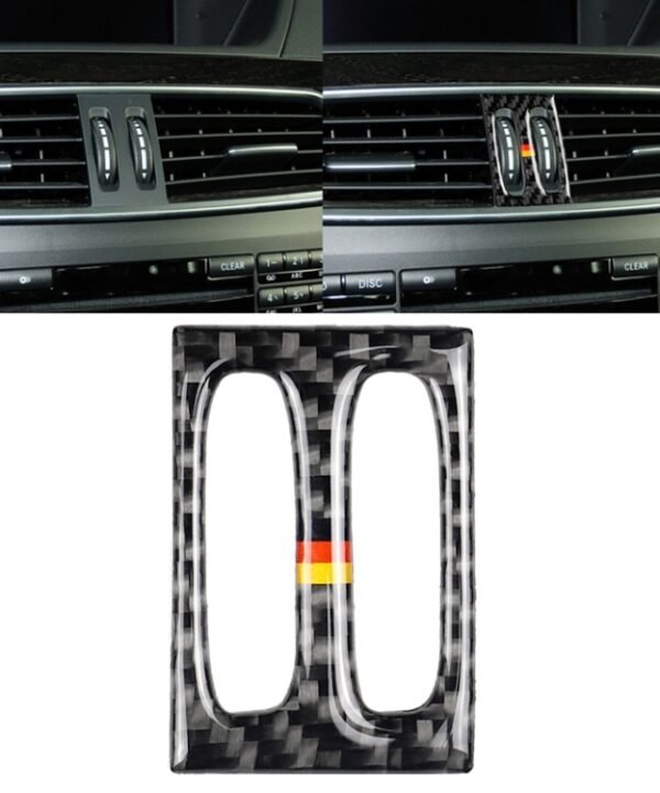 Car German Flag Carbon Fiber Intermediate Air Outlet Panel Decorative Sticker for Mercedes-Benz W204 2011-2013