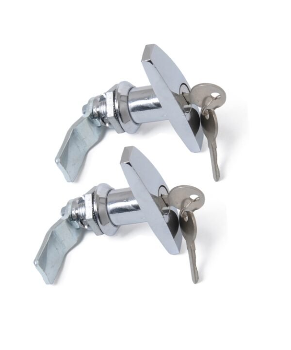 2 PCS Silver T Shape Handle Paddle Entry Door Latch & Keys Tool Box Lock for Trailer / Yacht / Truck