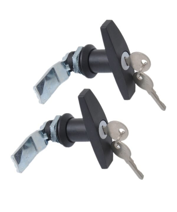 2 PCS Black T Shape Handle Paddle Entry Door Latch & Keys Tool Box Lock for Trailer / Yacht / Truck