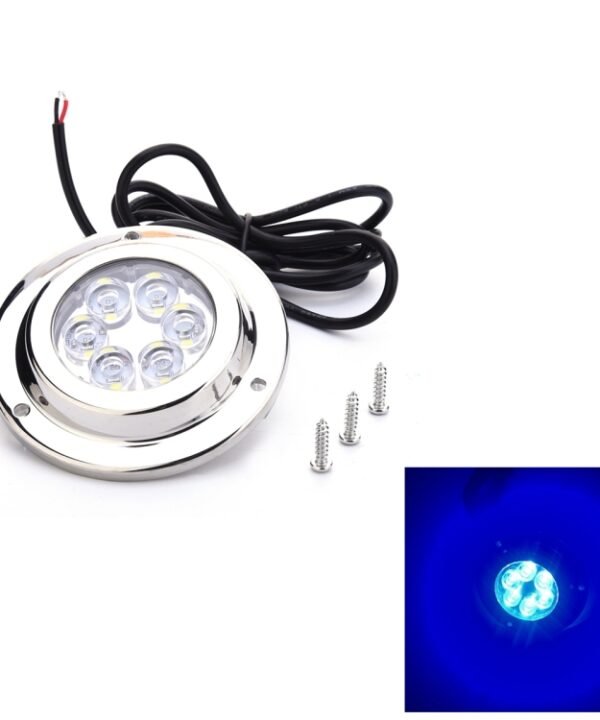 DC 10-30V 12W IP68 316 Stainless 6 LEDs Blue Light Underwater Light Boat High Power Bright for Marine / Yacht