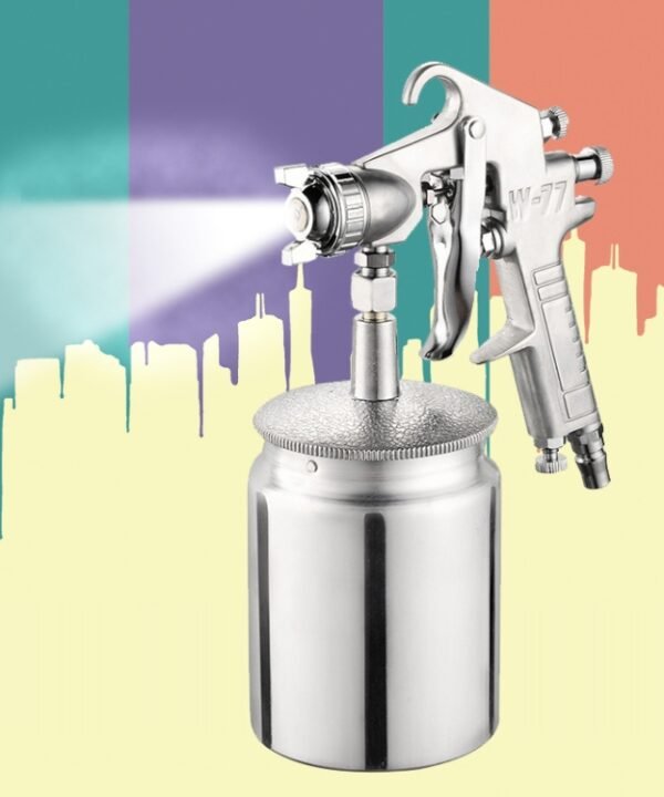 W-77 Paint Spray Gun Sprayer lower Pot Pneumatic Tool for Home Car, Hole diameter: 3mm
