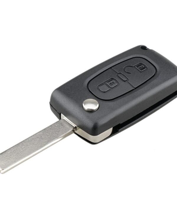 For PEUGEOT Car Keys Replacement 2 Buttons Square Car Key Case with Grooved and Holder