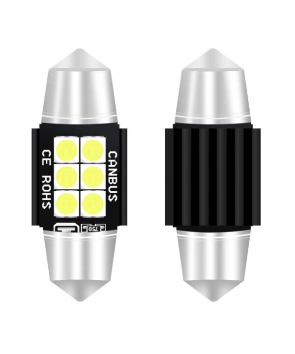 2 PCS 31mm DC12V-24V 3W 6000K 660LM 6LEDs SMD-3030 Car Reading Lamp / License Plate Light