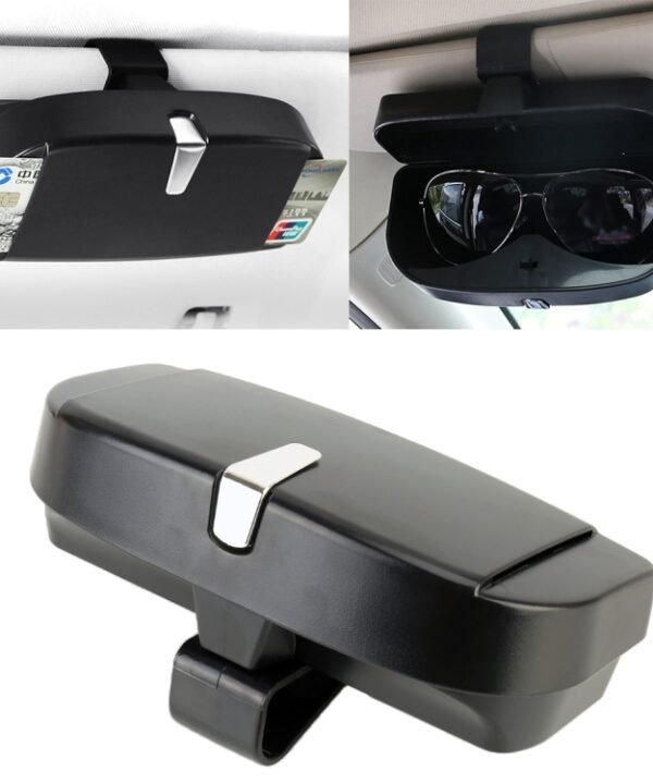 Car Multi-functional Glasses Case Sunglasses Box with Card Slot, Flat Style, Flat Style (Black), Flat Style (Pink), Flat Style (Grey), Flat Style (Beige)