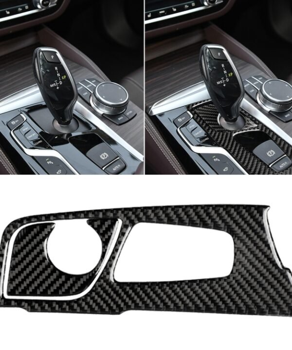 2 in 1 Car Carbon Fiber Gear Position Panel Decorative Sticker for BMW 5 Series G38 528Li / 530Li / 540Li 2018, Left Drive
