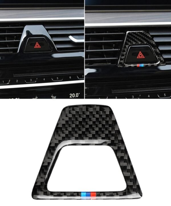Car Tricolor Carbon Fiber Warning Light Decorative Sticker for BMW 5 Series G38 528Li / 530Li / 540Li 2018