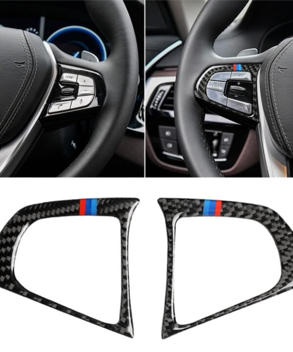 Car Tricolor Carbon Fiber Steering Wheel Button Configuration B Decorative Sticker for BMW 5 Series G30/G38 X3 G01/G08