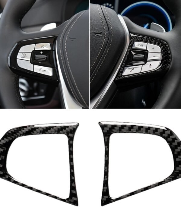 Car Carbon Fiber Steering Wheel Button Configuration B Decorative Sticker for BMW 5 Series G30/G38 X3 G01/G08