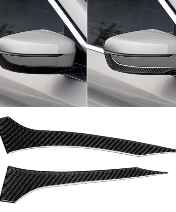 2 PCS Car Carbon Fiber Rearview Mirror Bumper Strip Decorative Sticker for BMW G30 (2018-2019) / G11 (2016-2019), Right Drive without Lens