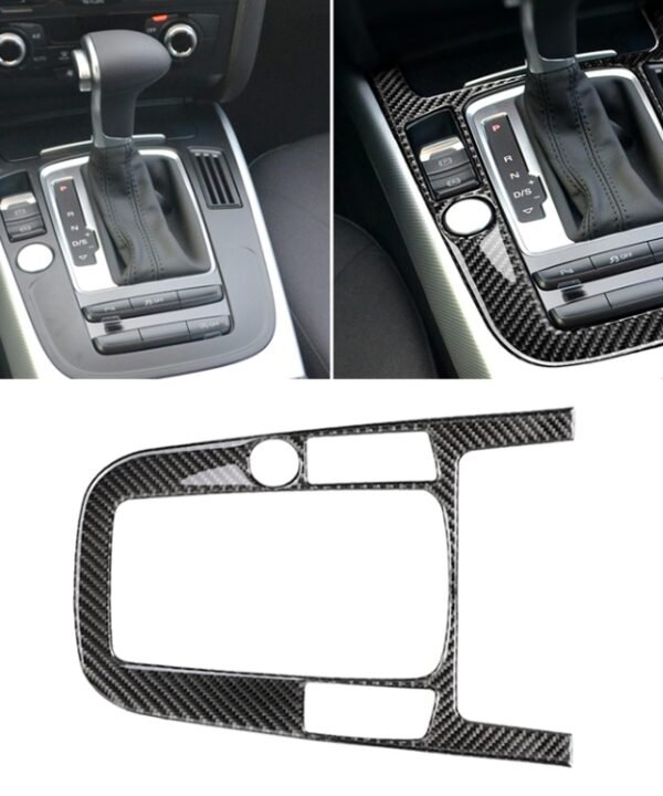 Car Carbon Fiber Gear Position Panel Decorative Sticker for Audi 2010-2018 Q5 / 2009-2016 A4L / 2009-2016 A5, Left Drive