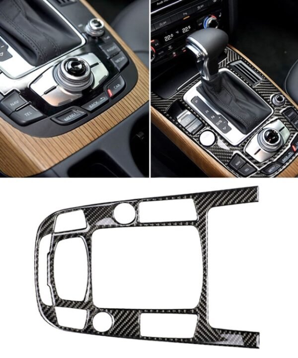 Car Carbon Fiber Gear Position Panel Decorative Sticker for Audi 2010-2018 Q5 / 2009-2016 A4L / 2009-2016 A5, Left Drive