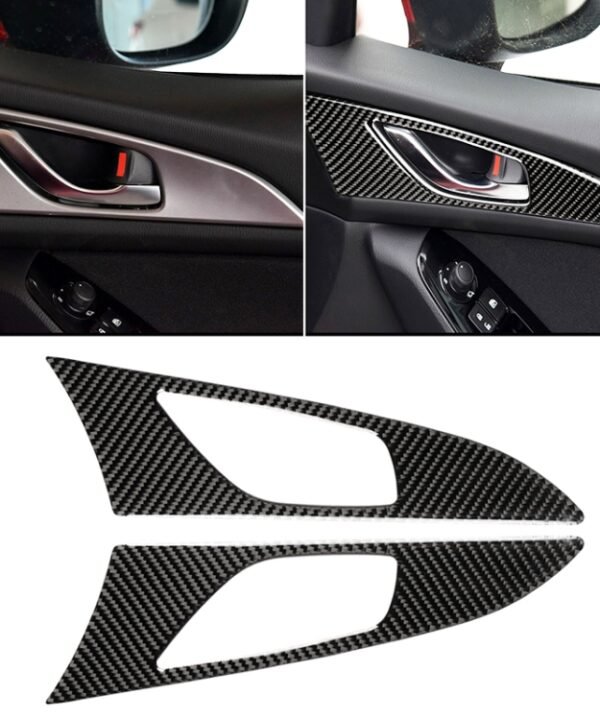 2 PCS Car Carbon Fiber Door Inner Handle Outer Frame Decorative Sticker for Mazda Axela 2014 / 2017-2018