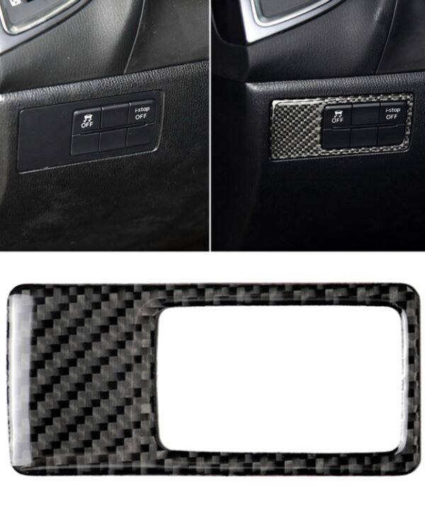 Car Carbon Fiber Headlight Adjustment Frame Decorative Sticker for Mazda Axela 2014 / 2017-2018, Left Drive