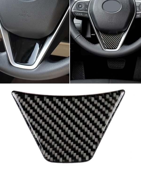 Car Carbon Fiber Steering Wheel Decorative Sticker for Toyota Eighth Generation Camry 2018-2019