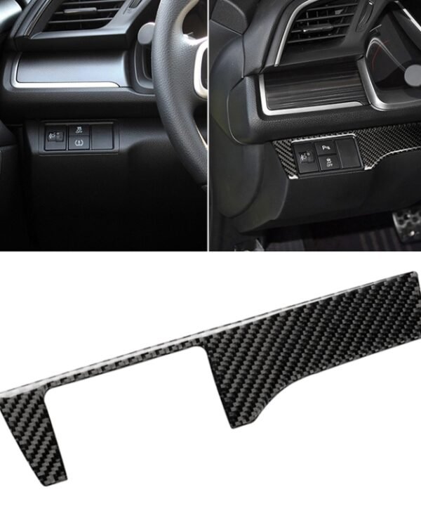 Car Carbon Fiber Headlight Switch Panel Decorative Sticker for Honda Tenth Generation Civic 2016-2019, Left Drive