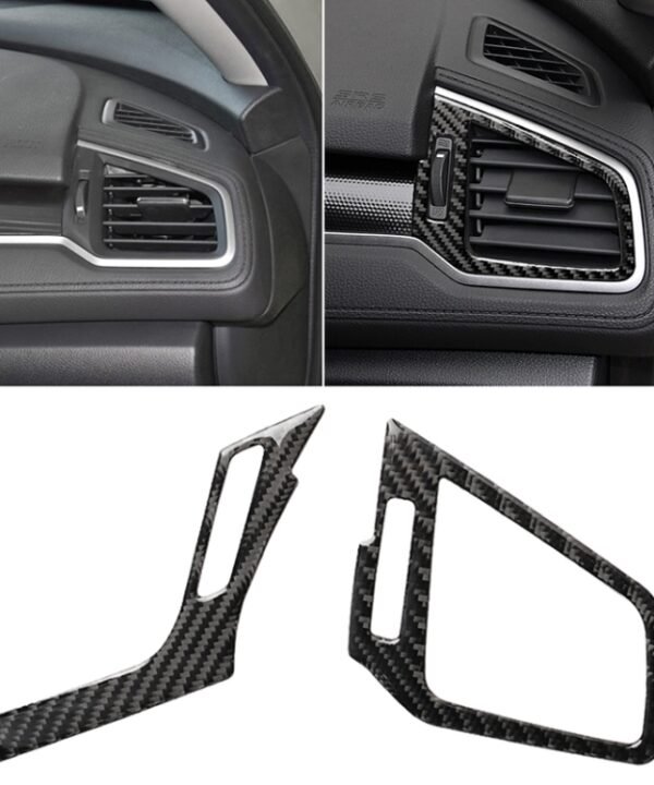 Car Carbon Fiber Right and Left Air Outlet Decorative Sticker for Honda Tenth Generation Civic 2016-2019, Left Drive