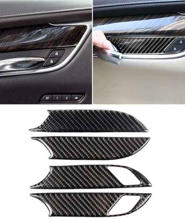 Car Carbon Fiber Door Inner Handle Wrist Panel Decorative Sticker for Cadillac XT5 2016-2017