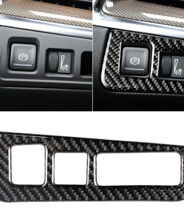 Car Carbon Fiber Headlight Switch Frame Decorative Sticker for Cadillac XT5 2016-2017, High Version, Left Drive