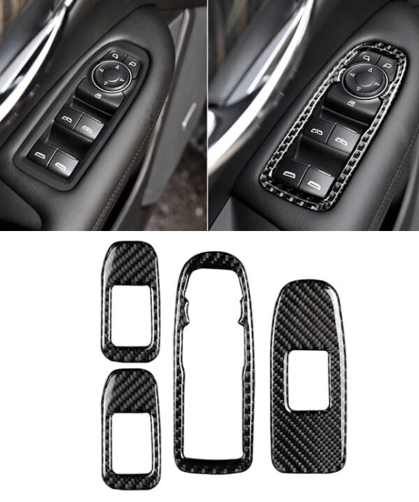Car Carbon Fiber Door Window Lift Panel Decorative Sticker for Cadillac XT5 2016-2017