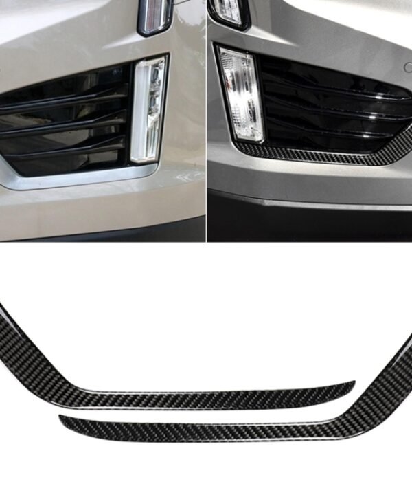 Car Carbon Fiber Front Fog Light Decorative Stripe for Cadillac XT5 2016-2017, Left Drive