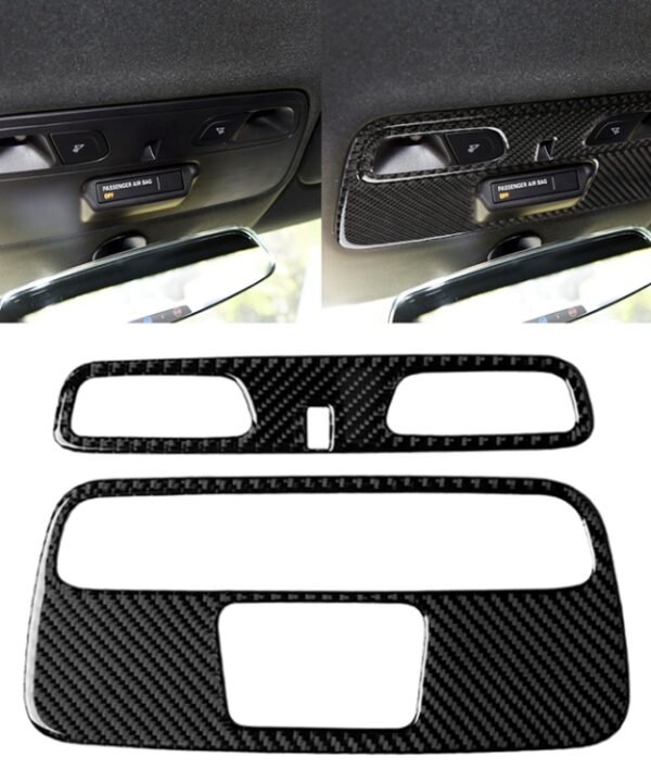2 in 1 Car Carbon Fiber Dome Light Panel Decorative Sticker for Chevrolet Camaro 2016