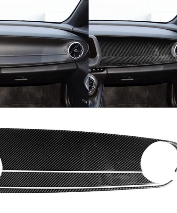 3 in 1 Car Carbon Fiber Front Passenger Central Control Panel Decorative Sticker for Chevrolet Camaro 2017-2019, Left Drive