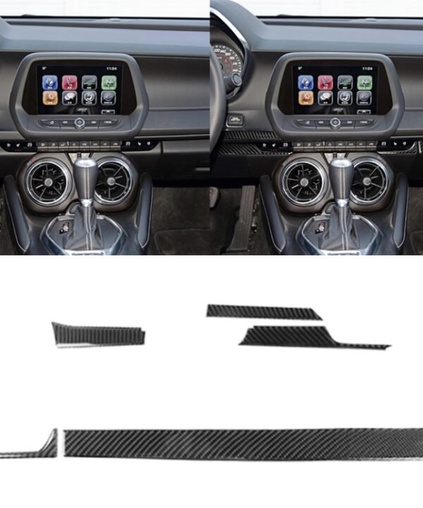 5 in 1 Car Carbon Fiber Central Console Decorative Sticker for Chevrolet Camaro 2017-2019, Left Drive