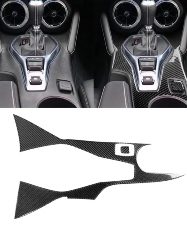 2 in 1 Car Carbon Fiber Central Control Gear Outer Frame Decorative Sticker for Chevrolet Camaro 2017-2019