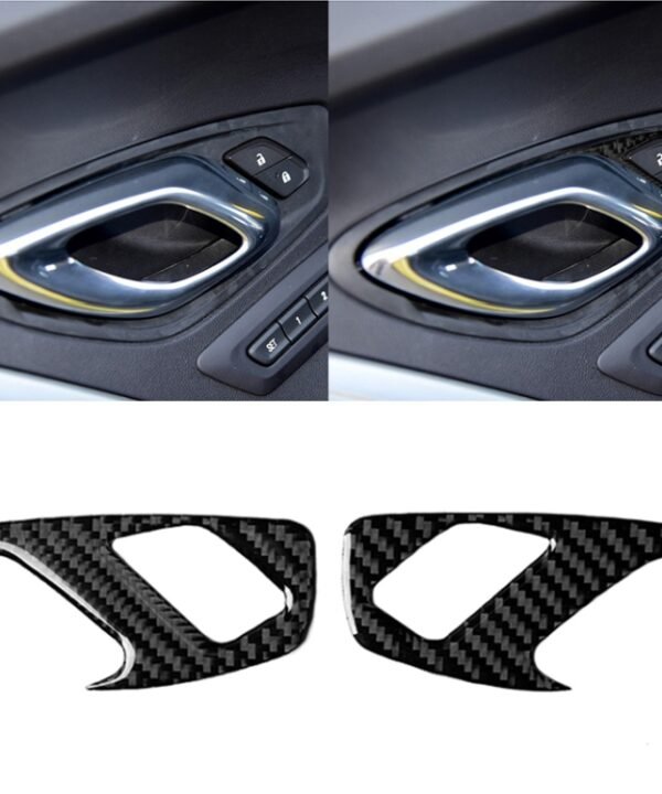 2 PCS Car Carbon Fiber Inner Door Lock Decorative Sticker for Chevrolet Camaro 2017-2019