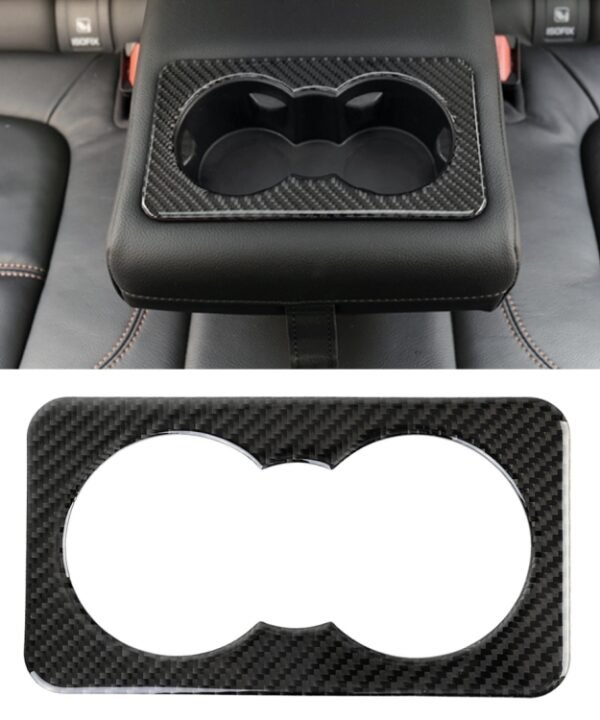 Carbon Fiber Car Rear Water Cup Frame Decorative Sticker for Jaguar F-PACE 2016-2020