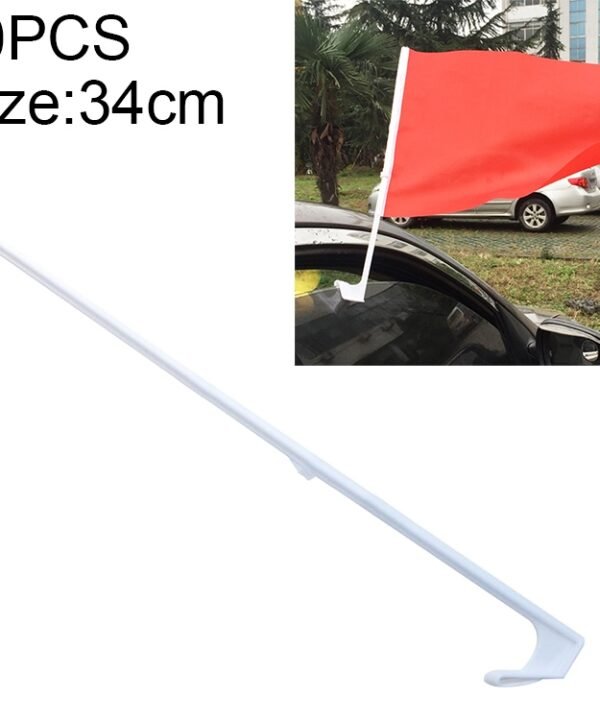 10 PCS 34cm Clip-type Car Window Plastic Flagpole, No Flag