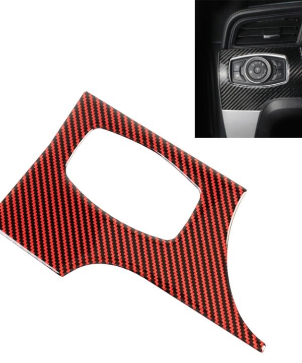 Car Carbon Fiber Headlight Switch Panel Decorative Sticker for Ford Mustang 2015-2020, Left-hand Drive