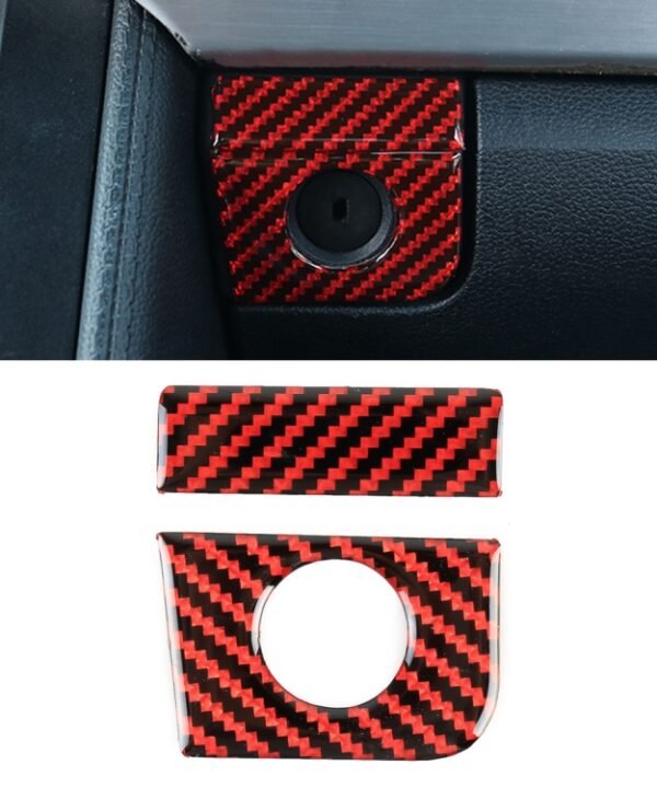 2 in 1 Car Carbon Fiber Vice Driving Seat Storage Box Button Decorative Sticker for Ford Mustang 2015-2020, Left-hand Drive