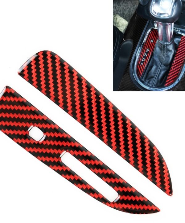 2 in 1 Car Carbon Fiber Gear Position Decorative Sticker for Ford Mustang 2015-2020, Left-hand Drive
