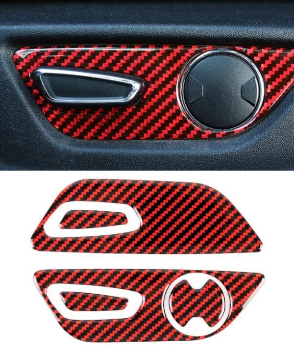 5 in 1 Car Carbon Fiber Seat Adjustment Button Decorative Sticker for Ford Mustang 2015-2020, Left-hand Drive