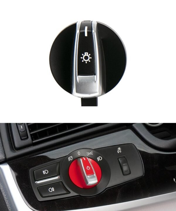 Car Headlight  Switch Button Knob for BMW 5 Series 2010-2017, Left Driving, Headlight Switch (Black), Headlight Switch (Red)