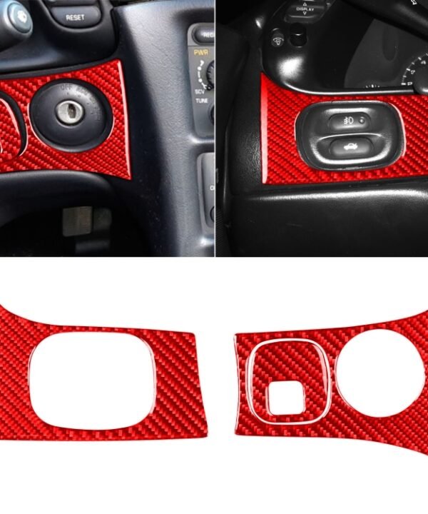 3 in 1 Carbon Fiber Car Headlight Key Panel Sticker for Chevrolet Corvette C5 1998-2004, Left Drive, 3 in 1 Headlight Key Panel Sticker
