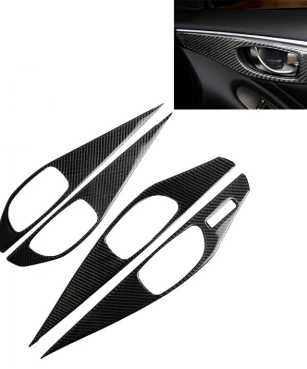4 PCS Car Carbon Fiber Door Inner Handle Panel Decorative Sticker for Infiniti Q50 2014-2020, Left Drive